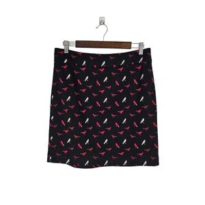 Vivienne Tam Red White Bird Print Mini Skirt Sz 10